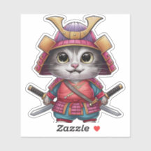 Samurai Cat Sticker - Fierce en Schattig Warrior