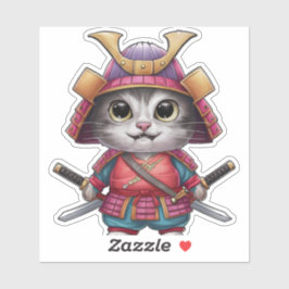 Samurai Cat Sticker - Fierce en Schattig Warrior