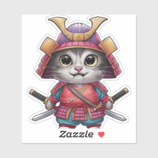 Samurai Cat Sticker - Fierce en Schattig Warrior (Vel)