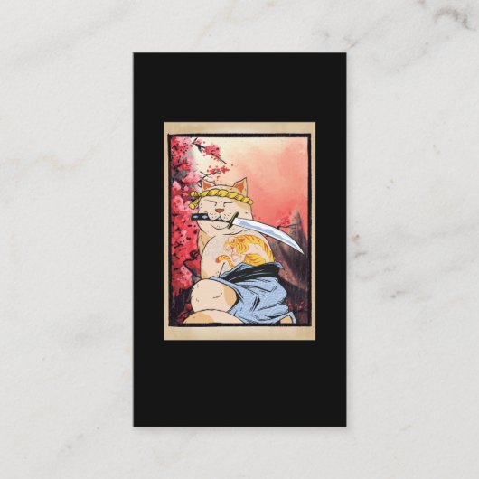 Samurai Cat Szwaarsman Ninja Kitten Japans Visitekaartje (Voorkant)