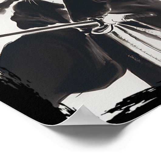 Samurai Cat  Ukiyo E Cool Warrior Cat Japan Poster (Hoek)