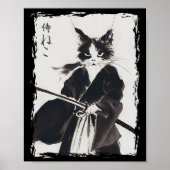 Samurai Cat  Ukiyo E Cool Warrior Cat Japan Poster (Voorkant)
