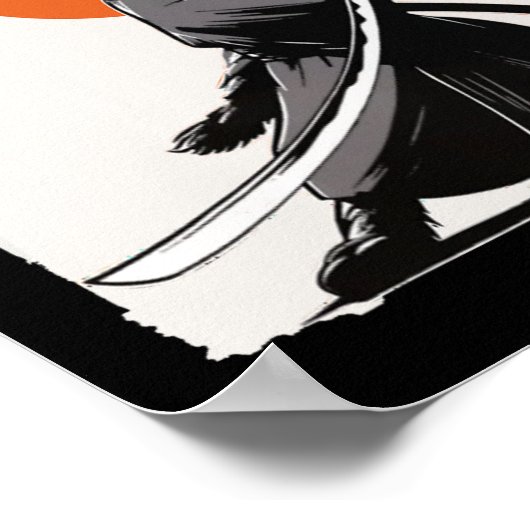 Samurai Cat  Ukiyo-e Funny Warrior Cat Mang Poster (Hoek)