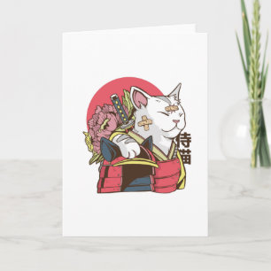 Samurai Cat - Vaporgolf Cat Kaart