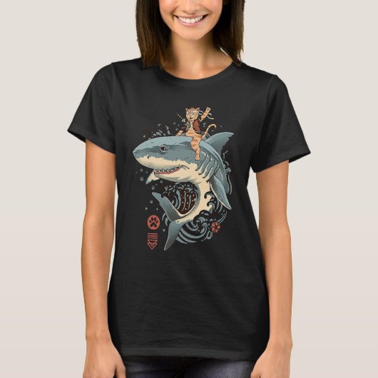 Samurai Cat warrior Bushido shark Japanese Cats ka T-shirt (Voorkant)