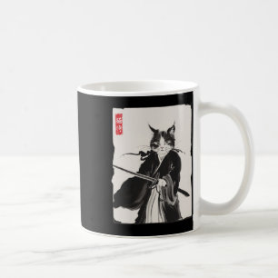 Samurai Cat Warrior Ink Art Grappige Japanse stijl Koffiemok