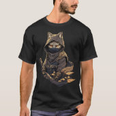 Samurai Cat Warrior Japanese Style Feline Art  T-shirt (Voorkant)