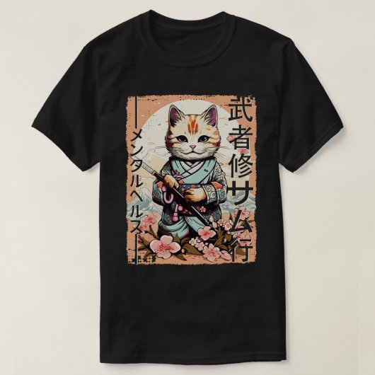 Samurai Cat Warrior Japans Ninja Kat Kawaii 3 T-shirt (Design voorkant)