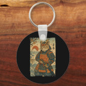Samurai Cat Warrior Japanse Ukiyo-e kunstwerk Cat  Sleutelhanger (Voorkant)