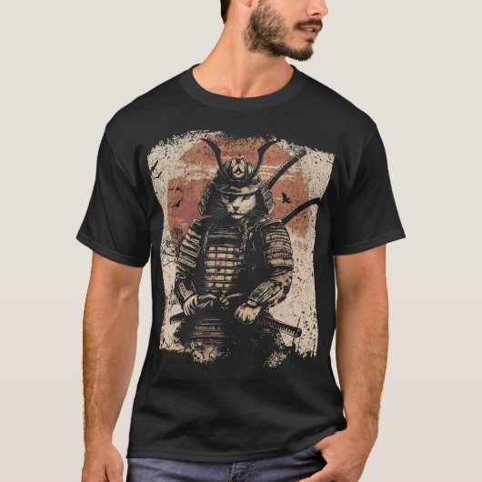 Samurai Cat Warrior kunstliefhebbers T-shirt (Voorkant)