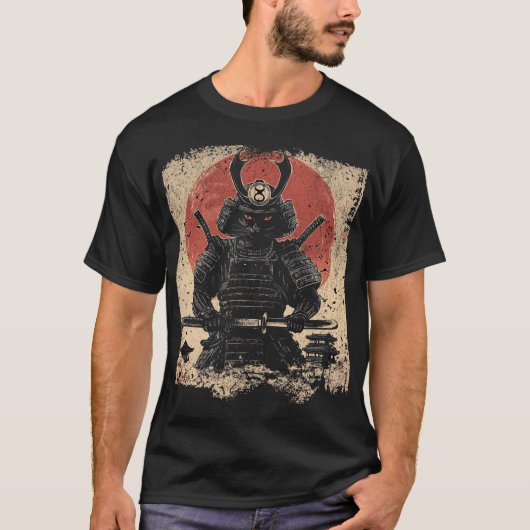 Samurai Cat Warrior kunstliefhebbers T-shirt (Voorkant)