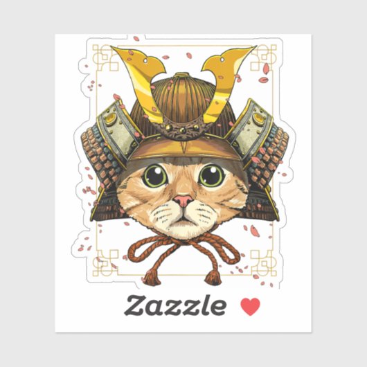 Samurai Cat Warrior Samurai Cat Lovers Sticker (Vel)