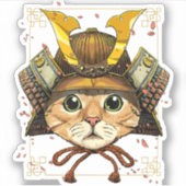 Samurai Cat Warrior Samurai Cat Lovers Sticker (Voorkant)