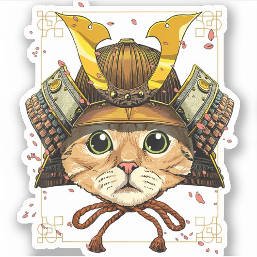 Samurai Cat Warrior Samurai Cat Lovers Sticker (Voorkant)