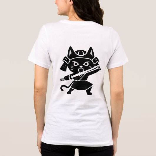Samurai Cat Warrior - Schattigee Ninja Kitten Figh Tri-Blend Shirt (Achterkant)