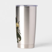 Samurai Cat with Beer & T-Rex | Retro Japanese Art Geïsoleerde Drinkbeker (Links)