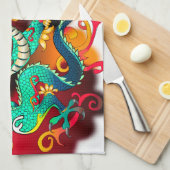 Samurai Chef Dragon ontwerp Theedoek (Quarter Fold)