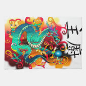 Samurai Chef Dragon ontwerp Theedoek (Horizontaal)