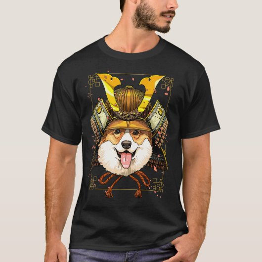 Samurai Corgi Hond Warrior Samurai Corgi T-shirt (Voorkant)