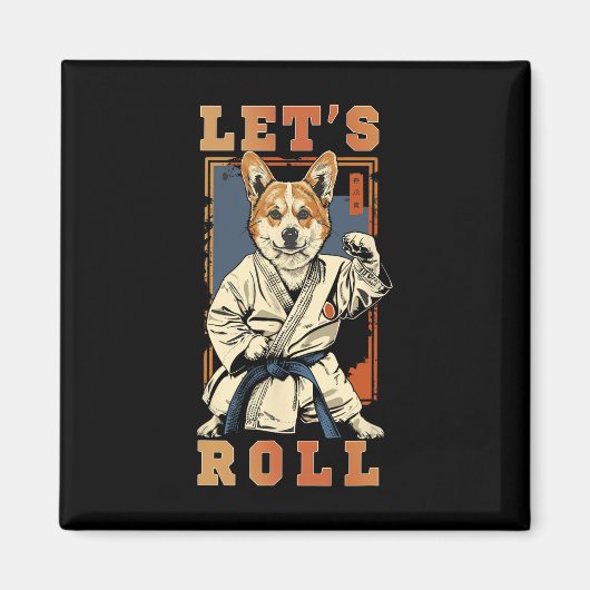 Samurai Corgi in Jiu Jitsu Gi BJJ leven Braziliaan Magneet (Voorkant)