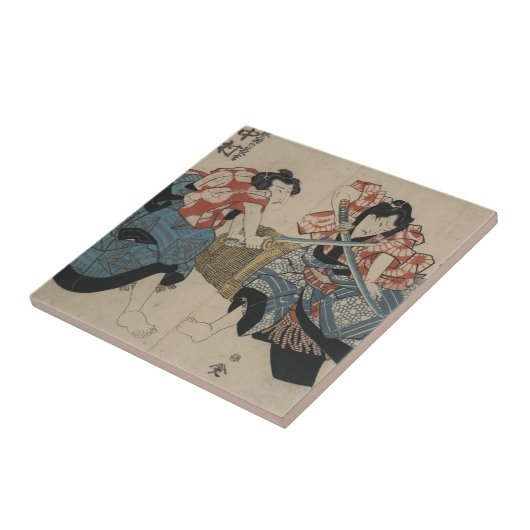 Samurai Crossing Swords circa 1825 Tegeltje (Zijkant)