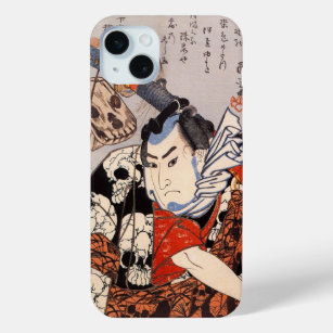 Samurai die een schedelpatroon heeft iPhone 15 mini hoesje