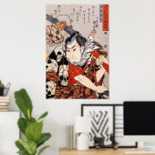 Samurai die een schedelpatroon heeft poster (Thuiskantoor)