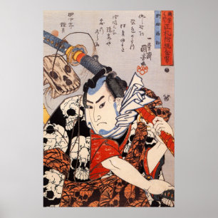 Samurai die een schedelpatroon heeft poster