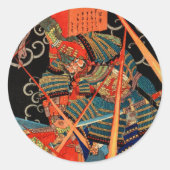 SAMURAI DIE VECHT MET MONSTER RONDE STICKER (Voorkant)