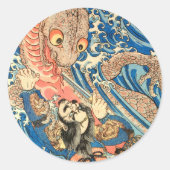 SAMURAI DIE VECHT SALAMANDER RONDE STICKER (Voorkant)