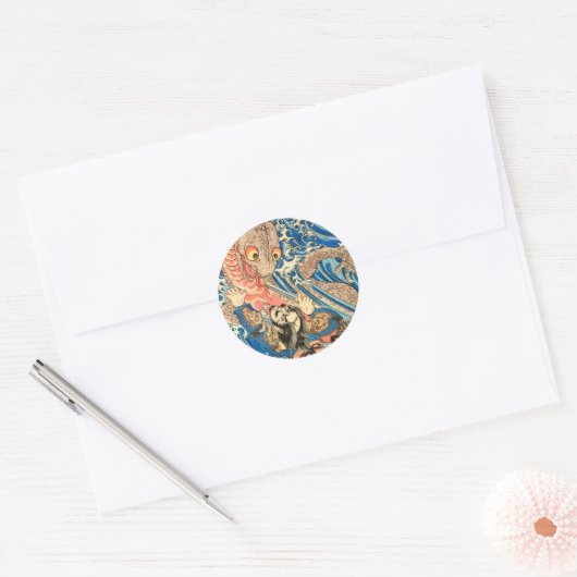 SAMURAI DIE VECHT SALAMANDER RONDE STICKER (Envelop)