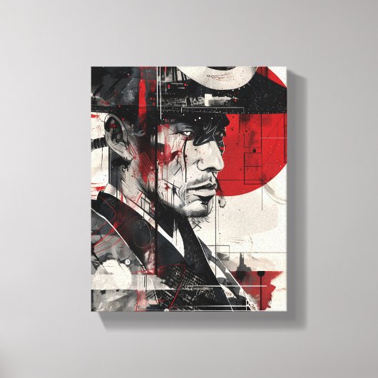 Samurai Digital Art Canvas Afdruk (Voorkant)