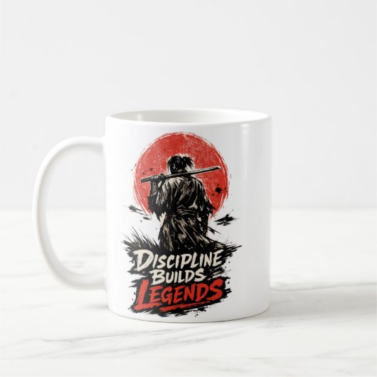 Samurai Discipline Motivatie Kunst Koffiemok (Links)