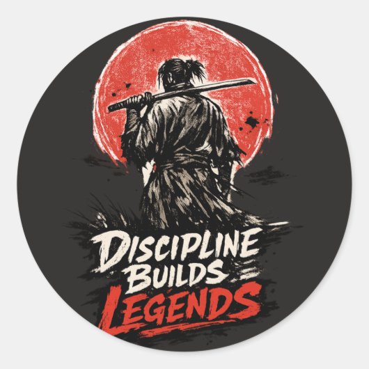 Samurai Discipline Motivatie Kunst Ronde Sticker (Voorkant)