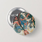 Samurai doodt een demon, oude Japanse schilderijen Ronde Button 5,7 Cm (Voorkant /achterkant)