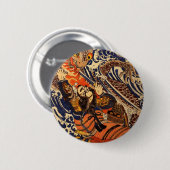 Samurai doodt een Zee Monster Ronde Button 5,7 Cm (Voorkant /achterkant)