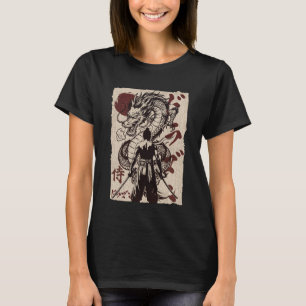 Samurai Draak Vintage Japanse Esthetiek Retro Ni T-shirt