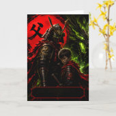 Samurai Draken Vader Verjaardagskaart Kaart (Gele Bloem)