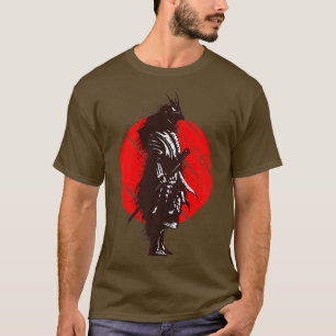 Samurai Drawing Splash Design Asian Art  T-shirt