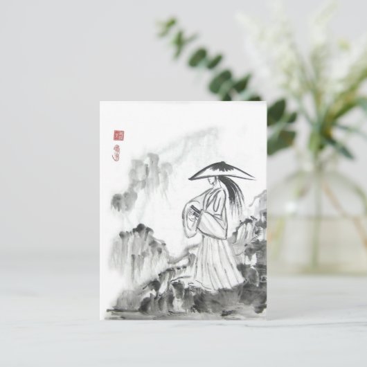 Samurai Drawing Sword Briefkaart (Staand voorkant)