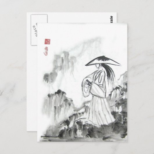 Samurai Drawing Sword Briefkaart (Voorkant / Achterkant)