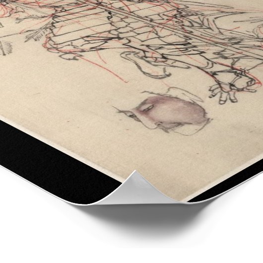 Samurai drink Sake ongeveer 1800 Poster (Hoek)