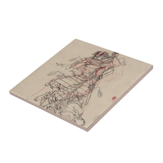 Samurai drink Sake ongeveer 1800 Tegeltje (Zijkant)