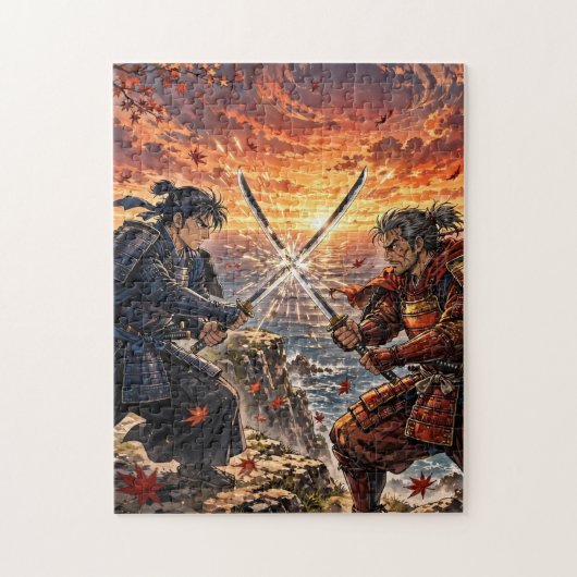 Samurai Duël bij Zonsondergang Legpuzzel (Verticaal)