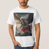Samurai Eagle: hyperrealistische slagveldscène T-shirt (Voorkant)