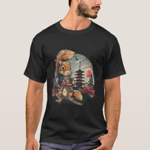 Samurai Eekhoorn Japanse Kunst Pagode Tempel Japan T-shirt