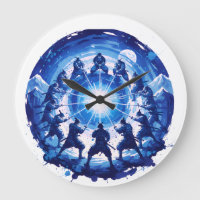 Samurai Eenheid Japans Blauw Inkt Kunst Cirkelvorm