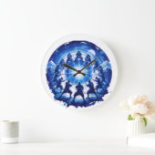 Samurai Eenheid Japans Blauw Inkt Kunst Cirkelvorm Grote Klok (Huis)