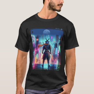 Samurai Elektriciteitsmast in Japanse Retro Cyberp T-shirt