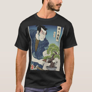 Samurai en Bonsai Tree Ukiyoe Japanse krijger Lo T-shirt